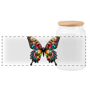Schmetterling - Panorama Keksdose mit Holzdeckel - Weiß - Vorne
