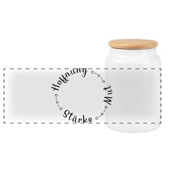Hoffnung Stärke Mut Motivation Kraft geben - Panorama Keksdose mit Holzdeckel - Weiß - Vorne