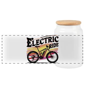 Lebendige Fahrradabenteuer-Illustration - Panorama Keksdose mit Holzdeckel - Weiß - Vorne