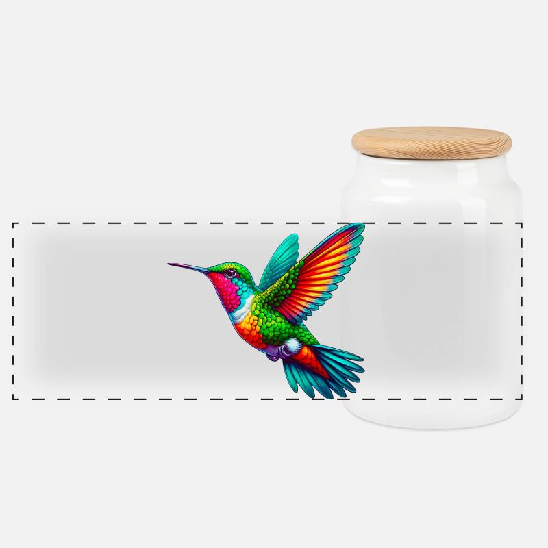 Kolibri - Panorama Keksdose mit Holzdeckel - Weiß