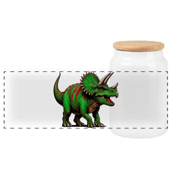 Dinosaurier - Panorama Keksdose mit Holzdeckel - Weiß - Vorne