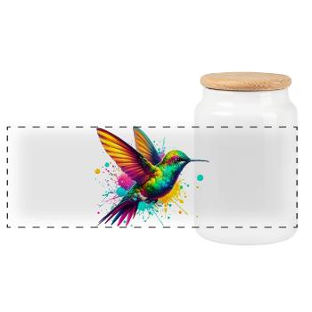 Kolibri - Panorama Keksdose mit Holzdeckel - Weiß - Vorne