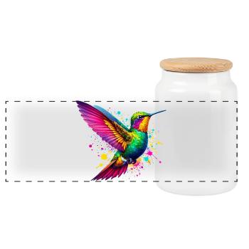 Kolibri - Panorama Keksdose mit Holzdeckel - Weiß - Vorne