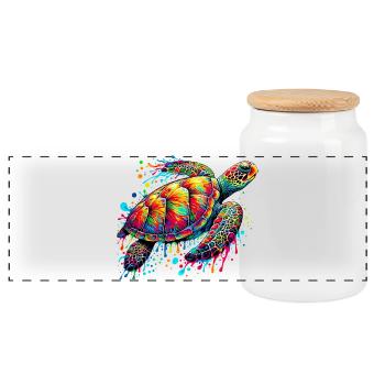 Turtle - Panoramic Cookie Jar with Wooden Lid - white - Front