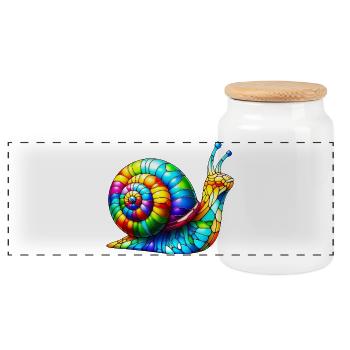 Schnecke - Panorama Keksdose mit Holzdeckel - Weiß - Vorne