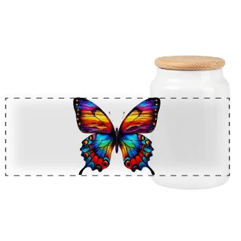 Papillon - Boîte à biscuits avec couvercle en bois - blanc - Devant