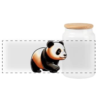 Panda - Panorama Keksdose mit Holzdeckel - Weiß - Vorne