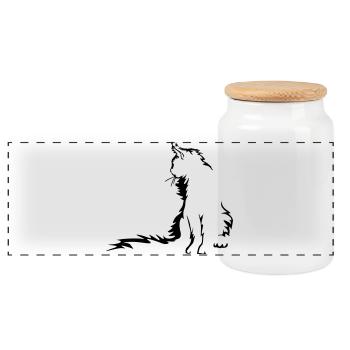 Maine Coon Cat - Panoramic Cookie Jar with Wooden Lid - white - Front