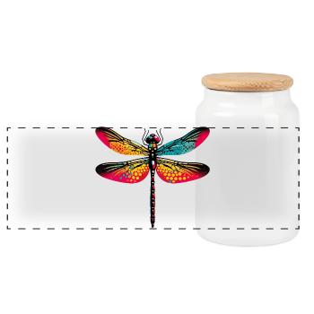 Dragonfly - Panoramic Cookie Jar with Wooden Lid - white - Front