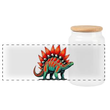Dinosaurier - Panorama Keksdose mit Holzdeckel - Weiß - Vorne