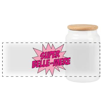 Super Belle-Mère / Fête des Mères - Boîte à biscuits avec couvercle en bois - blanc - Devant