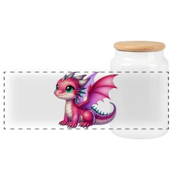 Dragon - Panoramic Cookie Jar with Wooden Lid - white - Front