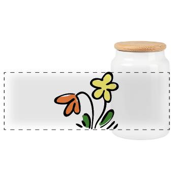 Flowers - Panoramic Cookie Jar with Wooden Lid - white - Front