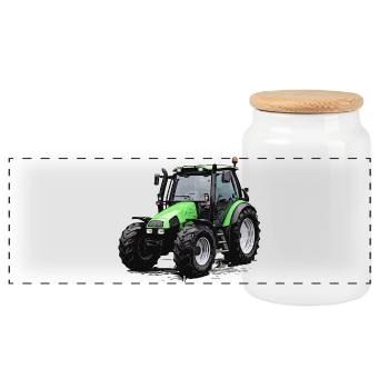 Agrotron 100 - Panorama Keksdose mit Holzdeckel - Weiß - Vorne