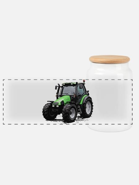 Agrotron 100 - Panorama Keksdose mit Holzdeckel - Weiß