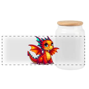 Dragon - Panoramic Cookie Jar with Wooden Lid - white - Front