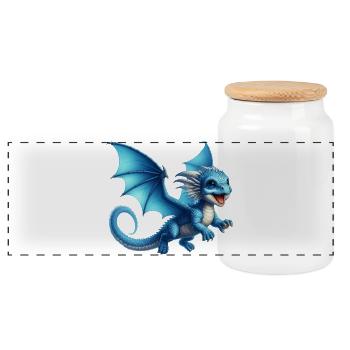 Dragon - Boîte à biscuits avec couvercle en bois - blanc - Devant