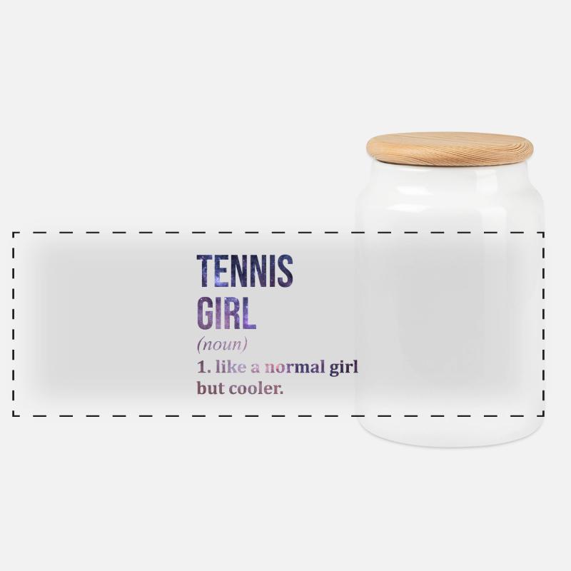 Tennis - Panorama Keksdose mit Holzdeckel - Weiß
