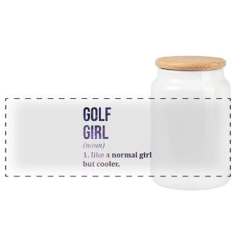Golf - Panorama Keksdose mit Holzdeckel - Weiß - Vorne