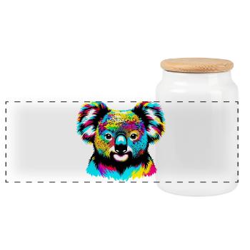 Koala - Panoramic Cookie Jar with Wooden Lid - white - Front