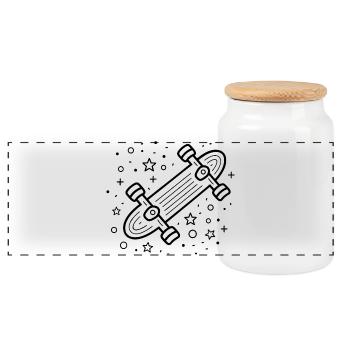 Dessin animé Skateboard - Boîte à biscuits avec couvercle en bois - blanc - Devant
