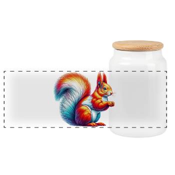 Squirrel - Panoramic Cookie Jar with Wooden Lid - white - Front