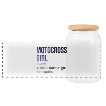 Motocross - Panoramic Cookie Jar with Wooden Lid - white - Front