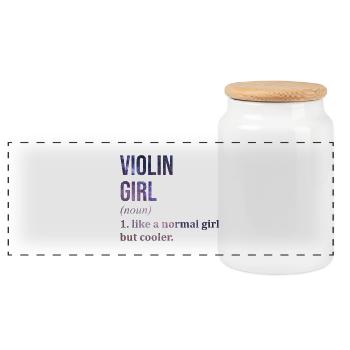 Violin - Panoramic Cookie Jar with Wooden Lid - white - Front