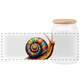 Snail - Panoramic Cookie Jar with Wooden Lid - white - Front