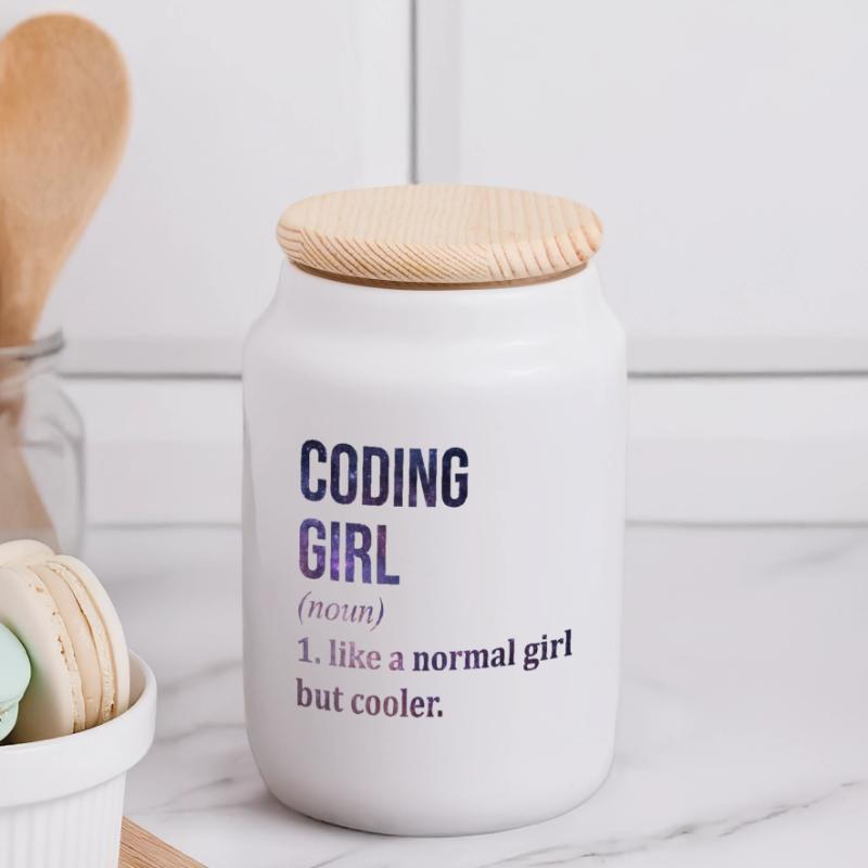 Codierung Codierung Codierung Panorama Keksdose mit Holzdeckel