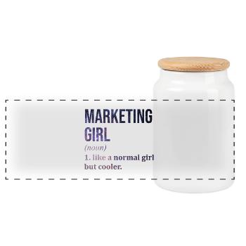Marketing Marketing Marketing - Panorama Keksdose mit Holzdeckel - Weiß - Vorne