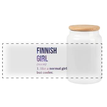Finland - Panoramic Cookie Jar with Wooden Lid - white - Front