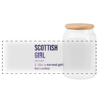 Scotland - Panoramic Cookie Jar with Wooden Lid - white - Front