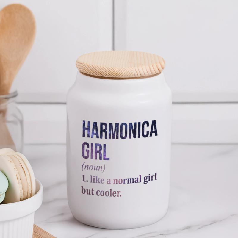 Harmonica Harmonica Harmonica Boîte à biscuits avec couvercle en bois