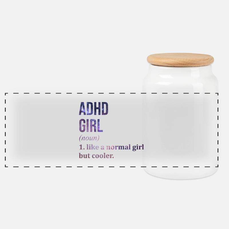 ADHD - Panoramic Cookie Jar with Wooden Lid - white