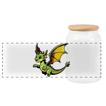 Dragon - Panoramic Cookie Jar with Wooden Lid - white - Front