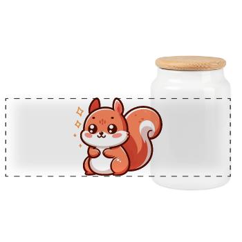 Cute little squirrel - Panoramic Cookie Jar with Wooden Lid - white - Front