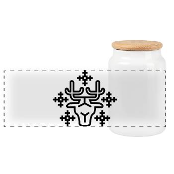 Weihnachten Pixel Rentier Schneeflocke Linien Logo - Panorama Keksdose mit Holzdeckel - Weiß - Vorne