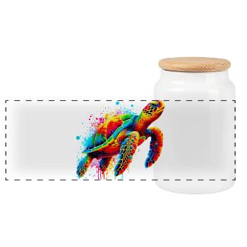 Turtle - Panoramic Cookie Jar with Wooden Lid - white - Front