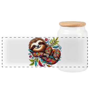 Paresse - Boîte à biscuits avec couvercle en bois - blanc - Devant