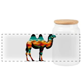 Camel - Panoramic Cookie Jar with Wooden Lid - white - Front