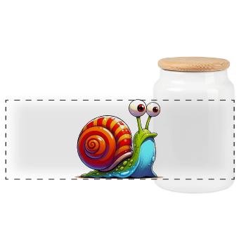 Snail - Panoramic Cookie Jar with Wooden Lid - white - Front