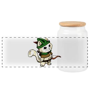 Chat Archer de la Forêt - Boîte à biscuits avec couvercle en bois - blanc - Devant