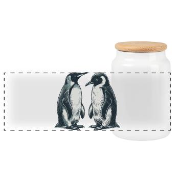 Pinguine - Panorama Keksdose mit Holzdeckel - Weiß - Vorne