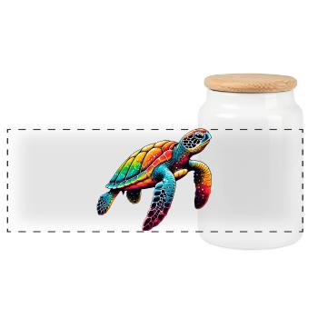 Turtle - Panoramic Cookie Jar with Wooden Lid - white - Front