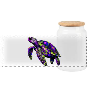 Tortue - Boîte à biscuits avec couvercle en bois - blanc - Devant