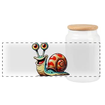 Snail - Panoramic Cookie Jar with Wooden Lid - white - Front