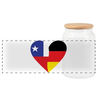 Chile Germany Heart - Panorama Keksdose mit Holzdeckel - Weiß - Vorne