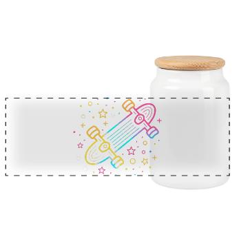 Skateboard Cartoon Look - Boîte à biscuits avec couvercle en bois - blanc - Devant