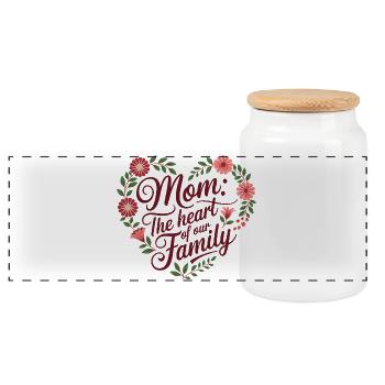 Maman : Le cœur de notre famille - Cadeau pour la fête des mères - Boîte à biscuits avec couvercle en bois - blanc - Devant